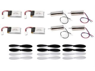Traxxas QR 1 3.7v 350mAh 25C LiPo Battery Main Blades Propellers 7mm Cup Motors Reversible Wires CCW/CW