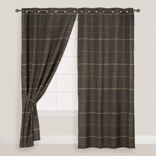 Gray Striped Chambray Grommet Top Curtains, Set of 2