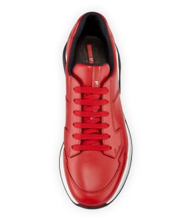 Prada Leather Running Sneaker, Red