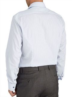 Baumler Tailored Blue Stripe Double Cuff Shirt Blue