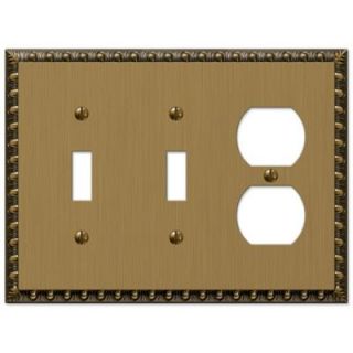 Amerelle Renaissance 2 Toggle and 1 Duplex Wall Plate   Brushed Brass 90TTDBB