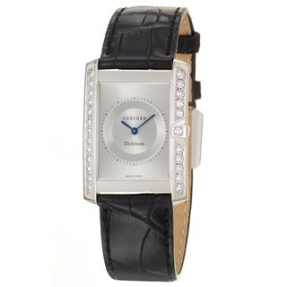 Concord Delirium Mens 18k White Gold Quartz Watch with Black