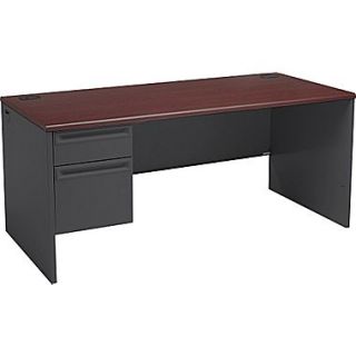 HON 38000 Series L Workstation Desk for Right Return, 66W, Mahogany/Charcoal