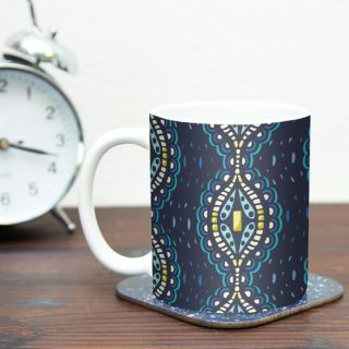 KESS InHouse Ogee Lace by Suzie Tremel 11 oz. Navy Ceramic Coffee Mug