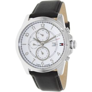 Tommy Hilfiger Mens Brown Leather Strap White Dial Watch  