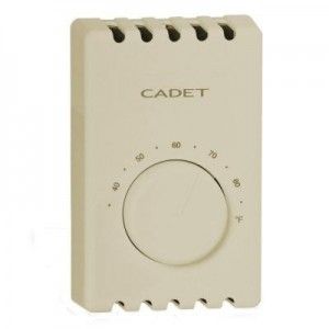 Cadet T410B T Thermostat, 22A Double Pole Heat Only Bimetal Wall Mount   Taupe