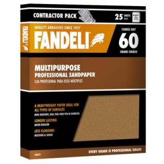 Fandeli 9 in. x 11 in. 60 Grit Coarse Premium Aluminum Oxide Sandpaper (25 Pack) 36021