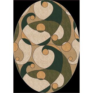 Milliken Remous Oval Green Transitional Tufted Area Rug (Common: 4 ft x 6 ft; Actual: 3.83 ft x 5.33 ft)