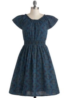 Co op Artist Dress in Blue Motif  Mod Retro Vintage Dresses