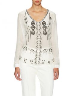 Walter V Neck Tribal Trance Top by Nicole Miller