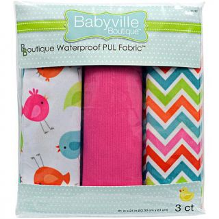 Babyville PUL Waterproof Diaper Fabric 21" x 24" 3 pack   Little Birds, Chevron and Pink   7497776
