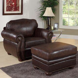 ABBYSON LIVING Richfield Premium Top grain Leather Armchair and