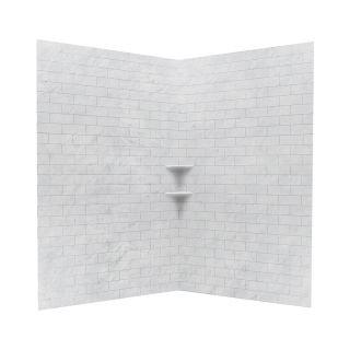 Swanstone Tundra Solid Surface Shower Wall Surround Corner Wall Panel (Common: 48 in x 48 in; Actual: 72.5 in x 48 in x 48 in)