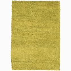 Handwoven Mandara Green New Zealand Wool Shag Rug (9 x 13)