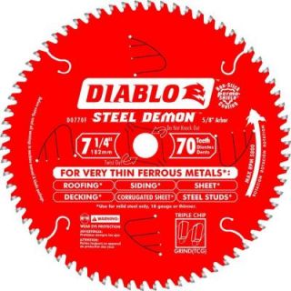 Diablo 7 1/4 in. x 70 Tooth Steel Demon Ultra Fine Ferrous Metal Cutting Saw Blade D0770F