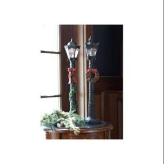 Set of 2 Victorian Inspirations LED Lighted Black Christmas Lamp Posts 24"