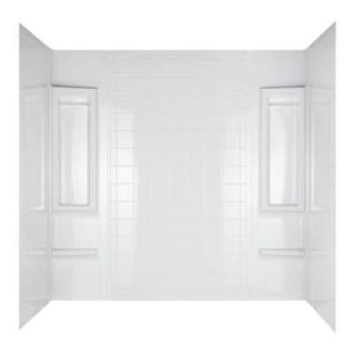 Emphasis 32 in. x 60 1/2 in. x 58 in. Five Piece Easy Up Adhesive Tub Wall in White TW05440A