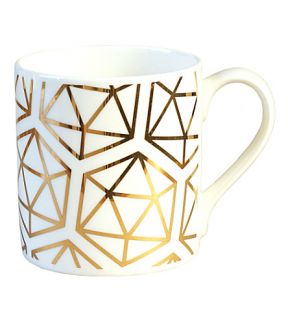ALFRED & WILDE   Icosahedron fine bone china and 9ct gold mug