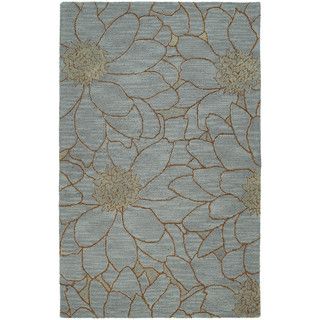 Zoe Blue Flower Hand Tufted Wool Rug (90 x 120)