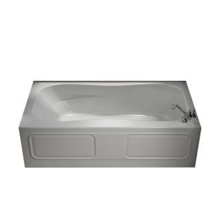 Aqua Glass 71 3/4 in x 36 in White Rectangular Skirted Bathtub with Right Hand Drain