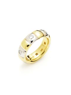 Two Tone & Diamond Cushion Shaped Station Ring by Giovane