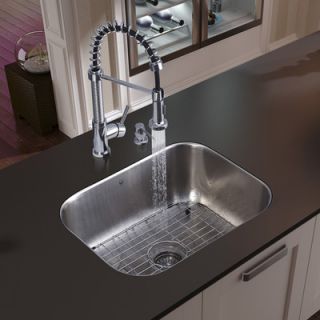 Vigo 23 x 18.75 Undermount Kitchen Sink with Faucet, Grid, Strainer