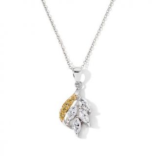 1.12ct Absolute™ Clear and Canary 2 Tone Floral Pendant with 18" Chain   7761199