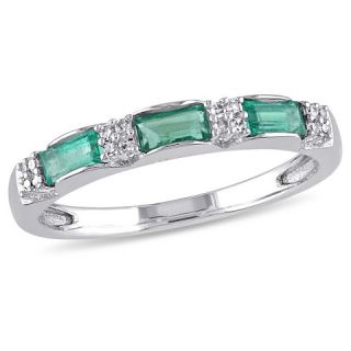 63 CT. T.W. Emerald Ring with .072 CT. T.W. Diamonds in 10K White