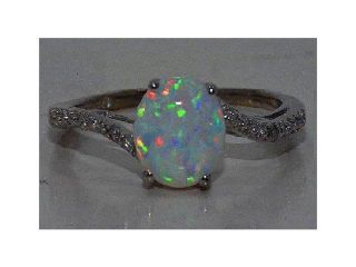 7mm OPAL DIAMOND RING WHITE GOLD QUALITY [Jewelry]