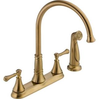 Delta Cassidy 2 Handle Standard Kitchen Faucet with Side Sprayer in Champagne Bronze 2497LF CZ