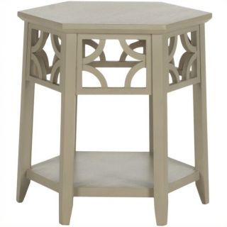 Safavieh Connor Bayur Wood Hexagon End Table in Pearl Taupe   AMH4602D