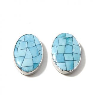 Jay King Sleeping Beauty Turquoise Mosaic Sterling Silver Earrings   7901039