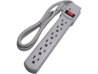 Electronics 6 Outlet Adapter with Surge Protection (Plastic)