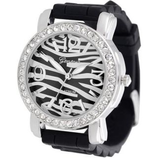 Brinley Co. Women's CZ Accented Silicone Watch