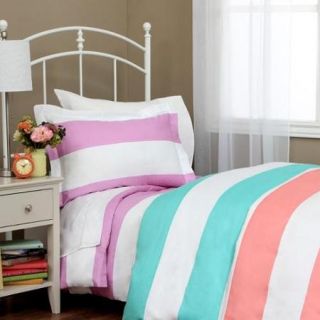 Cabana Striped 600 Thread Count 3 piece Duvet Cover Set Full/Queen   Pink