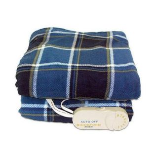 Biddeford 4442 907484 479 Comfort Knit Supr Soft Heated Throw Blanket Blue Plaid