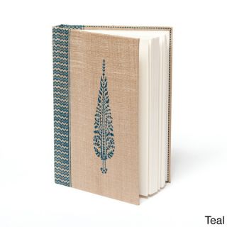 Tassar Mughal Leaf Motif Silk Block Print Journal (India)   15792319