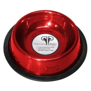 Platinum Pets 1 Cup Stainless Steel Embossed Non Tip Cat Bowl in Red EB8RED