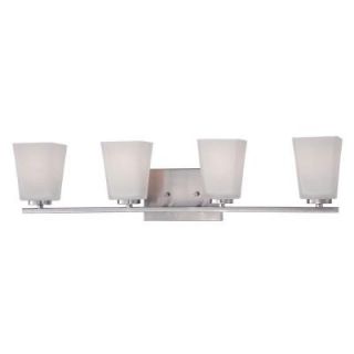 Millennium Lighting 4 Light Brushed Nickel Vanity Light with Etched White Glass 294 BN
