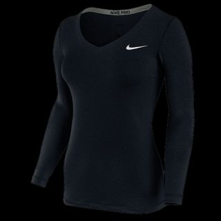 Nike Pro Long Sleeve V Neck T Shirt   Womens   Training   Clothing   Sport Fuchsia/Black