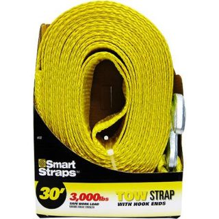SmartStraps 30' Tow Strap with Hooks, Yellow 1 Pack