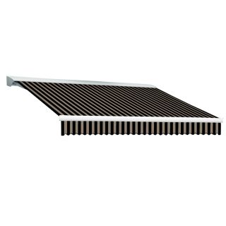 Awntech 288 in Wide x 120 in Projection Black/Tan Stripe Slope Patio Retractable Remote Control Awning