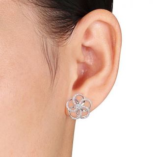 10K White Gold 0.33ct White Diamond Swirled Stud Earrings   7641456