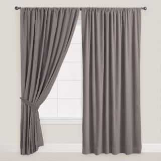 Gray Velvet Dual Tab Top Curtain