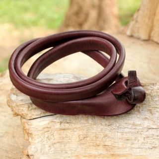 Leather Brown Triple Twist Bracelet (Thailand)