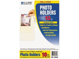 C line 70346 Peel & Stick Photo Holders for 3x5 & 4 x 6 Photos, 4 3/8 x 6 1/2, Clear, 10/Pack