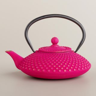Fuchsia Hobnail Cast Iron Teapot
