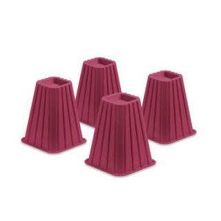 Honey Can Do 6.75 in. x 6.75 in. Bed Risers Pink (Set of 4) STO 01877