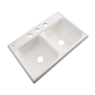 Thermocast Seabrook Drop In Acrylic 33 in. 3 Hole Double Bowl Kitchen Sink in Biscuit 49303