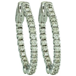 Sterling Silver Round Cubic Zirconia Inside out Hoop Earrings